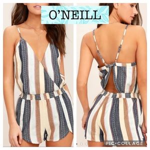 EUC O’Neill Boho Striped Sleeveless Romper Shorts